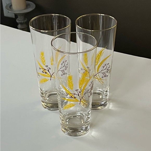 VTG 1950s Autumn Gold by Homer Laughlin for Century Service highball glasses s/3 - Picture 6 of 9